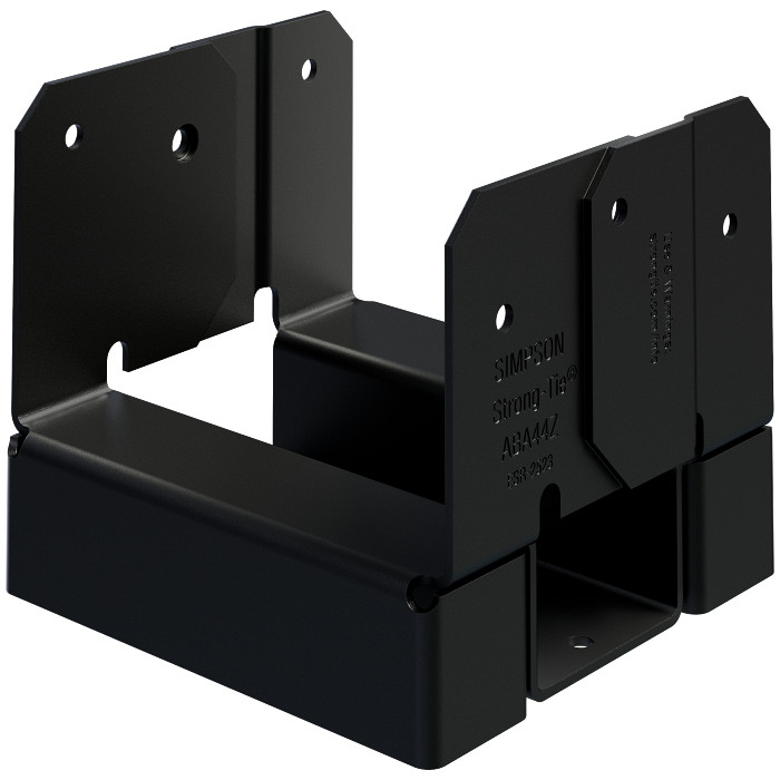 ABA44PC — ABA ZMAX® Black Powder-Coated Adjustable Standoff Post Base for 4x4